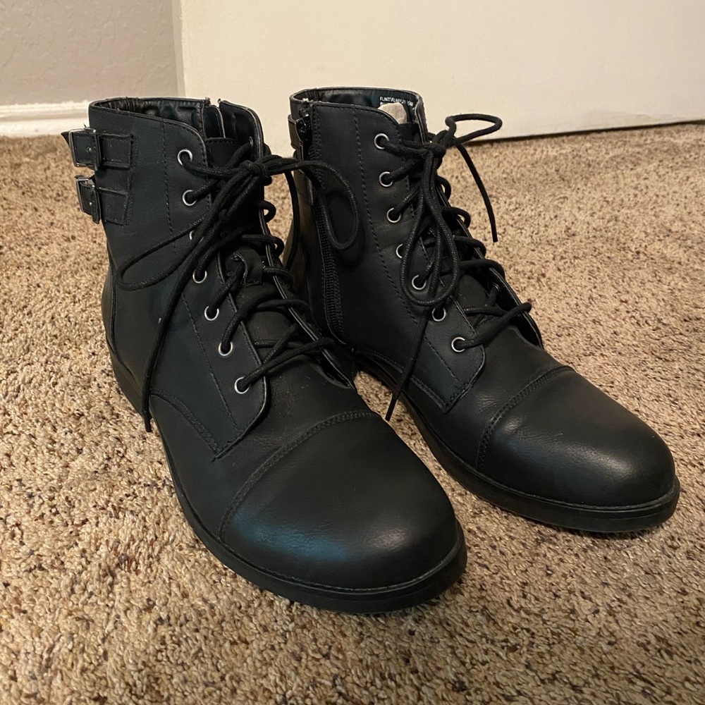 Madden Girl Black Combat Boots